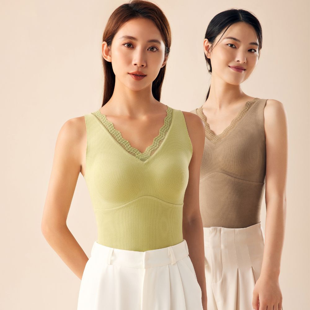 V領蕾絲保暖背心 3851(預購)