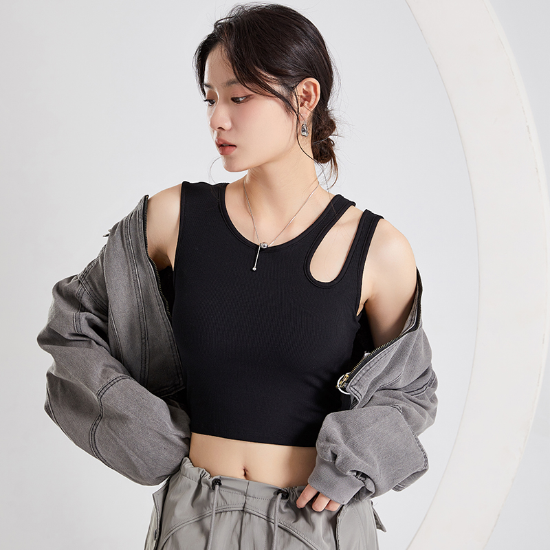 羅紋水滴領設計修身美型 BRA TOP ADK40